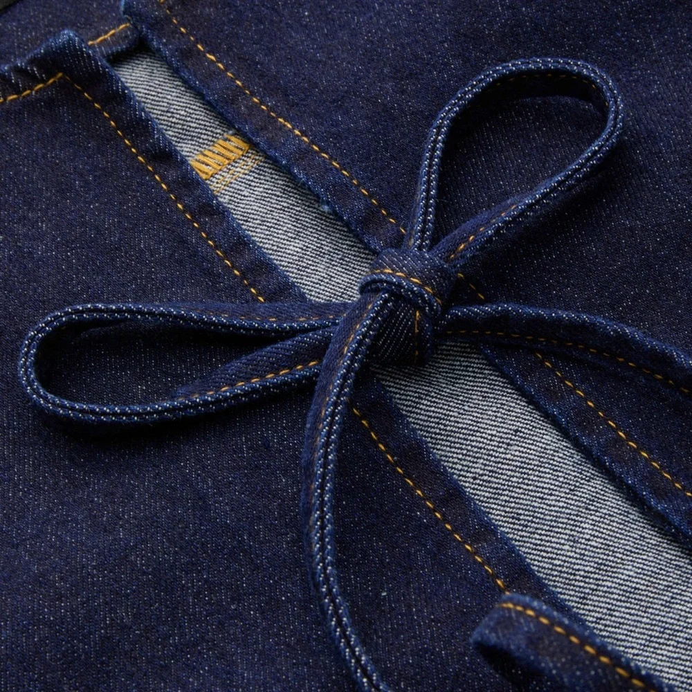 NEW WITHOUT TAGS Cider Dark Denim Blouse with Tie Details Size Small - Picture 3 of 6